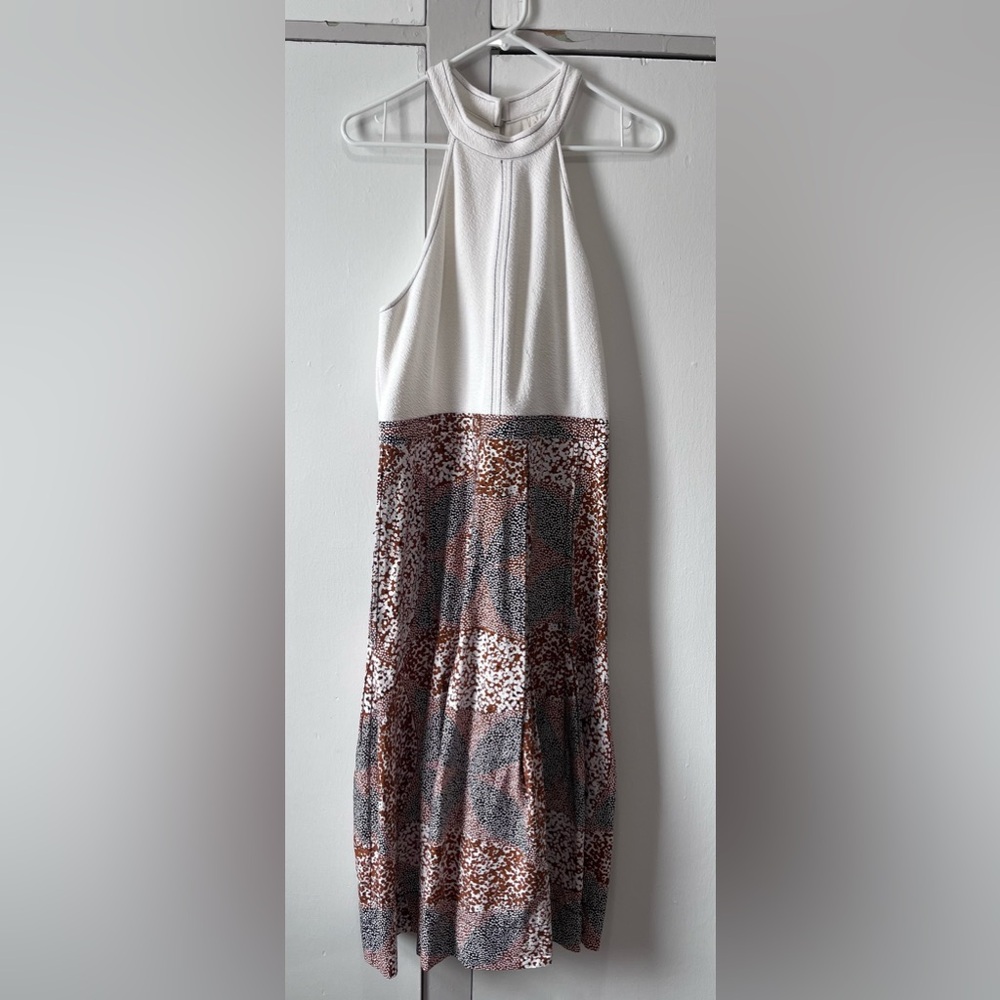 Anthropologie White Brown Abstract Bubble Print Women’s L